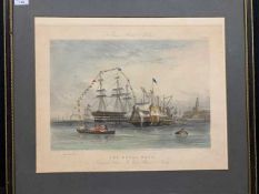 "Portsmouth Harbour with HMS Victory", hand-coloured Aquatint by Harris after Robbins, 1851.