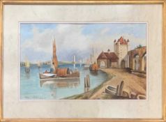 Matthew Phillips, Italian river scene, watercolour, signed and dated (97),12x20 ins, framed and
