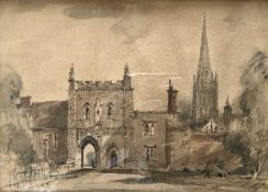 Arthur Edward Davies (British 1893-1988), Monastic entrance, Erpingham Gate, Norwich, watercolour,