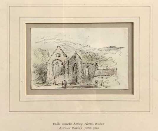 Arthur E Davies RBA RCA (British, 20th Century) Valle Grucis. North Wales, pencil on paper, 3.5 x - Image 2 of 2