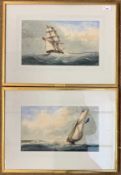 Richmond Markes (British 19th century), Pair of naval ships in turbulent seas scenes,