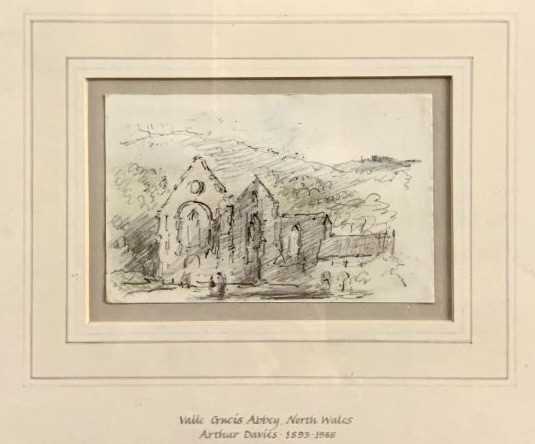 Arthur E Davies RBA RCA (British, 20th Century) Valle Grucis. North Wales, pencil on paper, 3.5 x