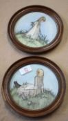Jenny Press (20th century)"Fairies"two circular watercolours, both signed and dated 7915cm diam (2)