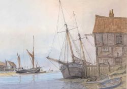 Robert Horne (British, early 20th-21st century), Old Schooner and Barge, watercolour, signed, 26.