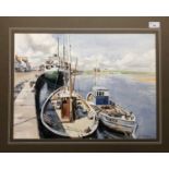C. C. Turner, British, Contemporary, Fraserburgh harbour, watercolour, signed, unframed.14.5 x
