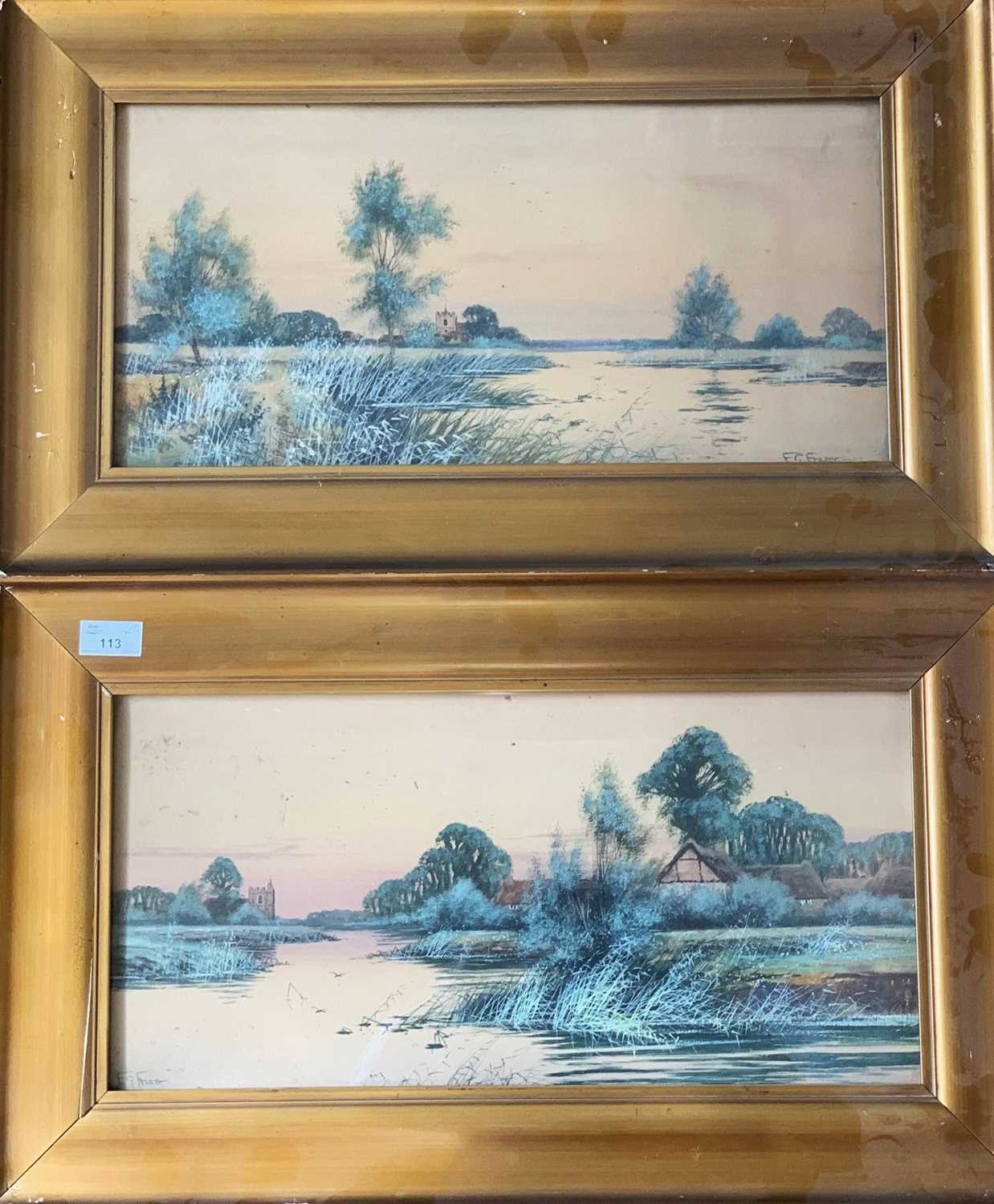 Frederick Gordon Fraser, pair of signed watercolours, River Landscapes 48 X 24 CM