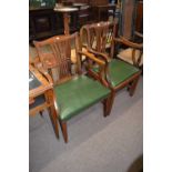 Georgian mahogany framed carver chair with pierced splat back and carved shell decoration and