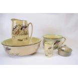Royal Doulton wash stand set comprising tall jug, large bowl, soap dish and cover, chamber pot and