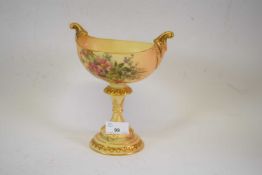 Royal Worcester blush ground vase in Renaissance style, decorated with flowers above a gilt