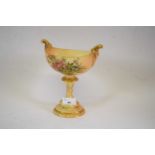 Royal Worcester blush ground vase in Renaissance style, decorated with flowers above a gilt