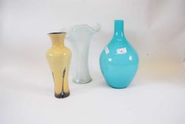 Group of three Studio glass vases, various designs and colours, tallest 32cm high (3)