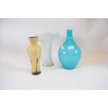 Group of three Studio glass vases, various designs and colours, tallest 32cm high (3)