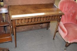 Georgian oak pad foot rectangular side table with single frieze drawer with chip carved decoration