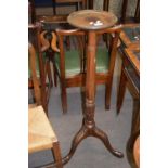 Late 19th/early 20th century mahogany torchere plant stand raised on tripod base, 108cm high