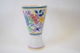 Poole Pottery vase with typical polychrome decoration of flowers, Poole dolphin mark to base, 26cm