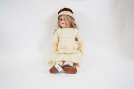 Late 19th century doll, composite body and bisque head, marked 'SFBJ'