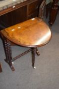 Small Victorian walnut veneered oval drop leaf occasional table, 50cm wide