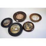 Group of pot lids in wooden frames including Trafalgar Square, The Best Card, Room in which