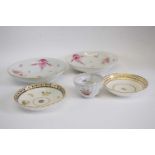 Group of English porcelains, 18th century, including a Caughley saucer and tea bowl, together with