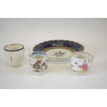 Quantity of 18th century English porcelain including a Worcester blue ground plate with floral