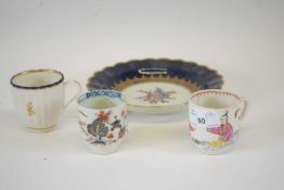 Quantity of 18th century English porcelain including a Worcester blue ground plate with floral