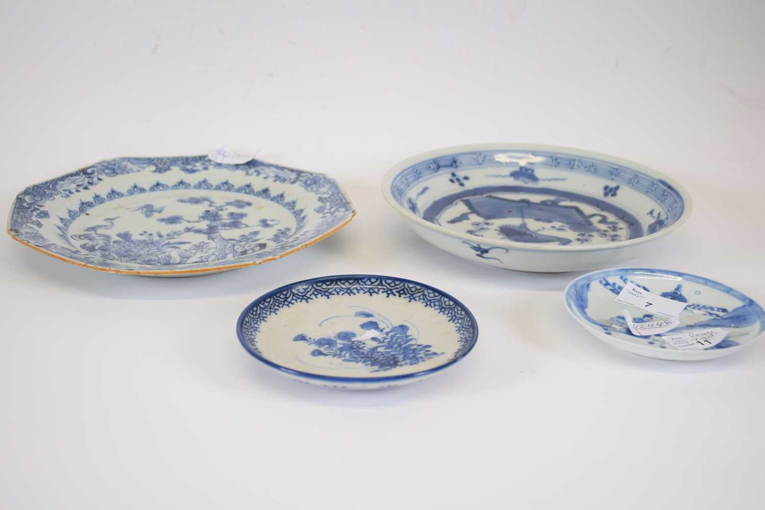 18th century Chinese porcelain saucer, together with further Chinese porcelain plates including an - Image 3 of 4