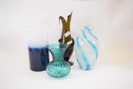 Group of four Studio glass vases, various designs and colours (4), tallest 34cm high