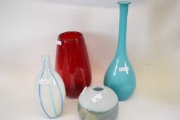 Group of four Art Glass vases, various designs (4), tallest 46cm high