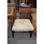 Large 18th century ladderback dining chair with later floral upholstered seat, 85cm high
