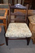 Large 18th century ladderback dining chair with later floral upholstered seat, 85cm high