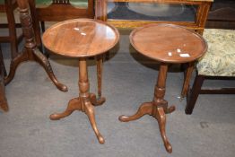 Pair of reproduction Georgian style circular topped wine tables on tripod bases, 37cm diam (2)