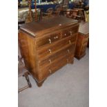 Edwardian mahogany chest with two short and three long drawers raised on bracket feet, 100cm wide