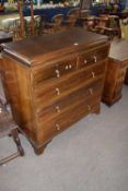 Edwardian mahogany chest with two short and three long drawers raised on bracket feet, 100cm wide