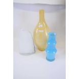 Group of three Studio glass vases, all with various colours and designs, tallest 50cm (3)