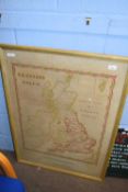 Victorian needlework map of the British Isles, signed M A Bardsley, June 1890, f/g, 95cm high