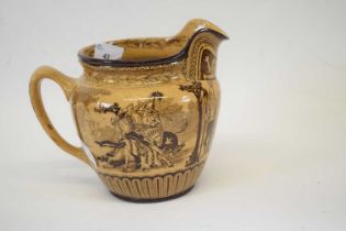 Early 20th century Royal Doulton brown glazed series ware jug featuring the Eglington Tournament,