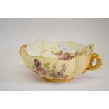 Fine early 20th century Royal Worcester basket of lobed form with gilt handles, the interior