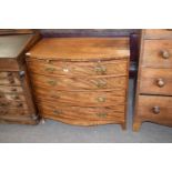 Georgian mahogany bow front chest with pull out brushing slides and four graduated drawers fitted