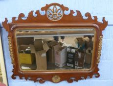 20th century bevelled wall mirror of rectangular form set in a Georgian style mahogany and gilded