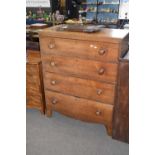 19th century oak chest of four drawers raised on bracket feet, 87cm wide