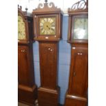 Newman Norwich, 18th century longcase clock, brass and silvered face with Roman numerals, pierced