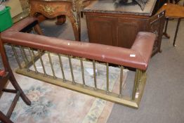 Brass club type fender with upholstered top, 160cm wide