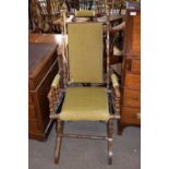 Late 19th century American design rocking chair on turned frame