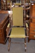 Late 19th century American design rocking chair on turned frame