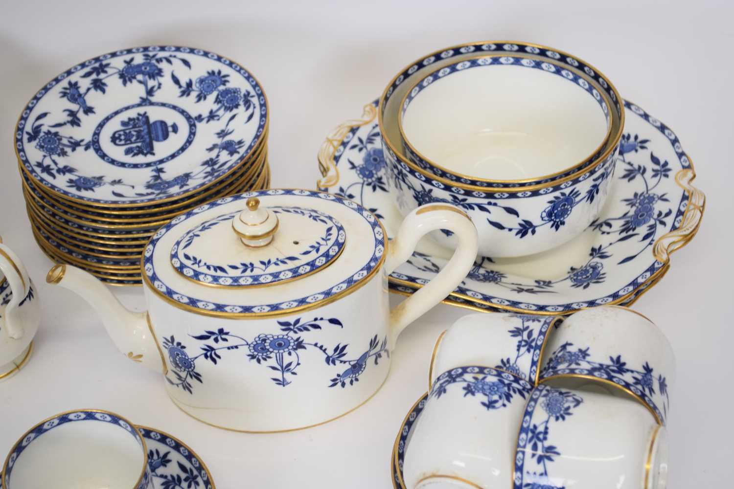 Extensive late 19th century Minton tea set all decorated in the Delft pattern including 12 cups, - Image 5 of 5