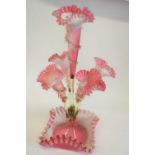 Victorian epergne, with pink vaseline glass, 53cm high