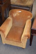 Early 20th century child's armchair upholstered in yellow velour, 56cm wide max