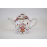 18th century Chinese porcelain tea pot decorated in famille rose style, 18cm high