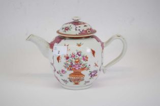 18th century Chinese porcelain tea pot decorated in famille rose style, 18cm high