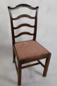 Set of five Georgian style mahogany ladderback dining chairs comprising one carver and four single